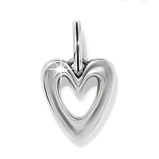 Brighton Cascade Open Heart Charm in polished silver finish with layered heart design