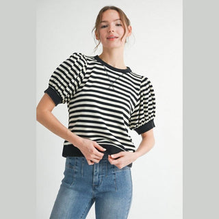 Jodifli Women's Tops Casual Stripe Top