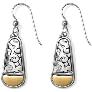 Brighton Catania French Wire Earrings with silver filigree scrollwork and gold accent base