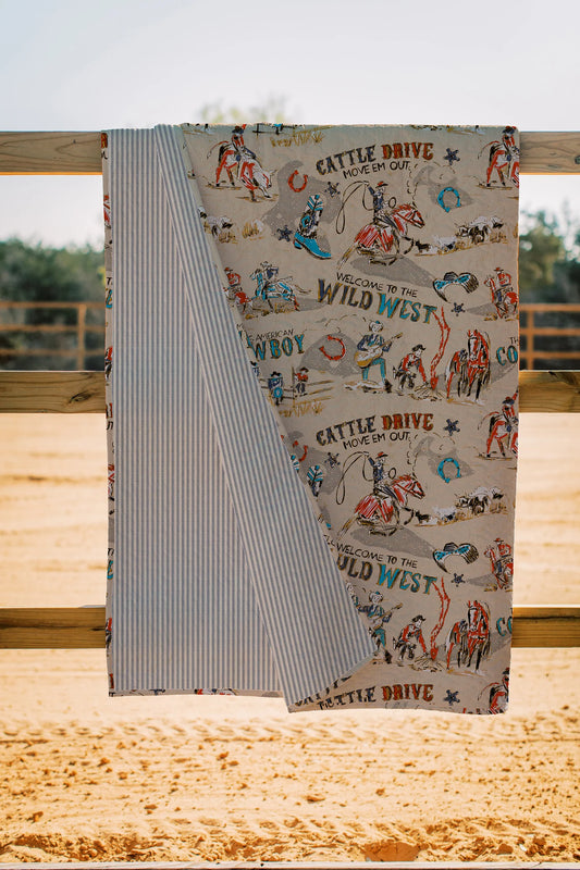 Cattle Drive Linen King Quilt