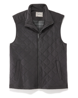 Flag & Anthem Chapin dark gray quilted zip-up vest with plaid lining