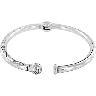 Brighton silver bangle bracelet with decorative crystal end caps and engraved text