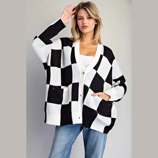 Eesome Women's Cardigans Checkered Cardigan