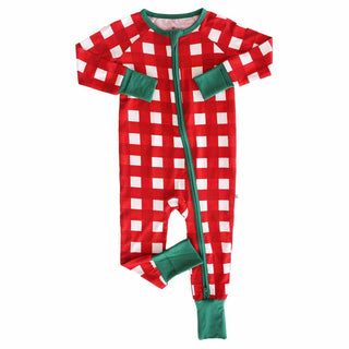 Caden Lane Baby Footies Christmas Bamboo Convertible Zip Rompers