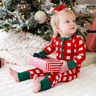 Caden Lane Baby Footies Christmas Bamboo Convertible Zip Rompers