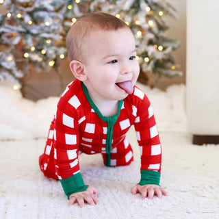Caden Lane Baby Footies Christmas Bamboo Convertible Zip Rompers