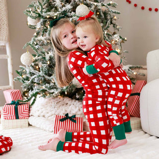 Caden Lane Baby Footies Christmas Bamboo Convertible Zip Rompers