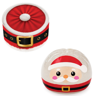 Santa Claus Christmas Dumpling plush box and glitter snow globe ball set