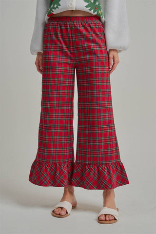 Christmas Plaid Wide Leg Pants