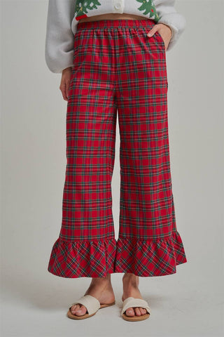 Christmas Plaid Wide Leg Pants