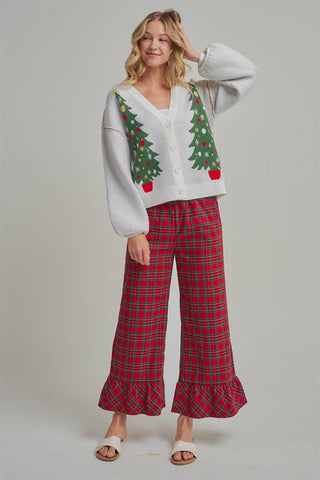 Christmas Plaid Wide Leg Pants