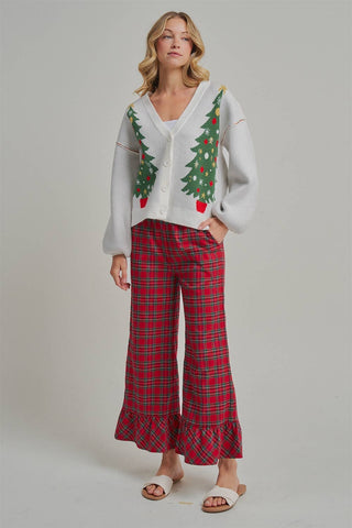 Christmas Plaid Wide Leg Pants