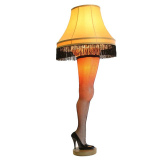A Christmas Story 40-inch leg lamp with fishnet stocking and black high heel shoe by Department 56