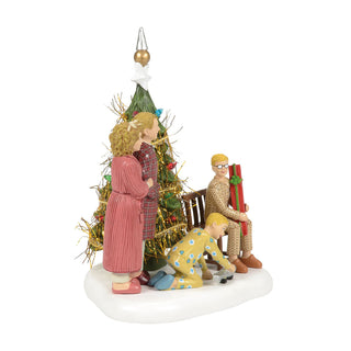 Department 56 A Christmas Story figurine of Ralphie and family opening gifts by Christmas tree