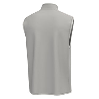 Back view of Classic Knit Vest in Light Sand with mock neck collar and clean seams