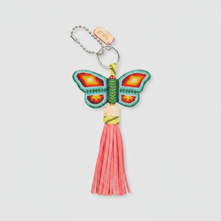 Butterfly keychain with pink tassel 