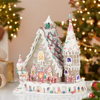 Kurt Adler 13-inch pre-lit claydough gingerbread inn with candy decorations and C7 bulb