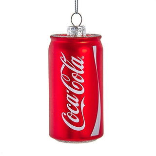 Kurt Adler Coca-Cola glass soda can Christmas ornament in iconic red with white logo