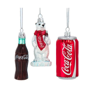 Kurt Adler Christmas Ornaments Coca Cola Glass Mini Ornament Set