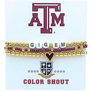 Color Shout Women's Bracelets Texas A & M College Love Stack Bracelet Set