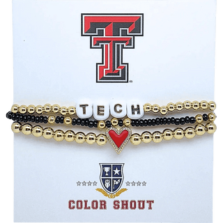 Color Shout Women's Bracelets Texas Tech College Love Stack Bracelet Set
