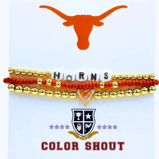 Color Shout Women's Bracelets University of Texas College Love Stack Bracelet Set
