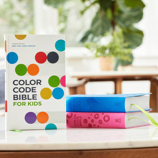 Color Code Bible for Kids by Thomas Nelson NKJV in white hardcover and blue and pink leather editions