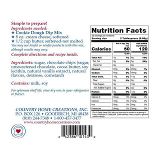 Country Home Creations Snacks Cookie Dough Dip Mix
