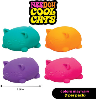 Schylling Nee Doh Cool Cats squishy stress toys in teal, orange, purple, and pink