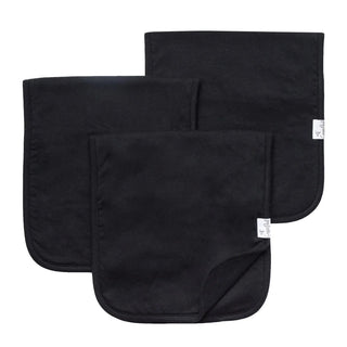 Plain black solid color baby burp cloths with minimalist matte cotton texture
