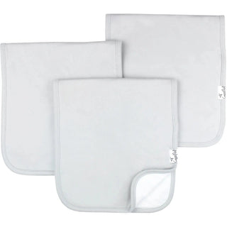 Light gray heathered cotton baby burp cloths with soft neutral monochrome look
