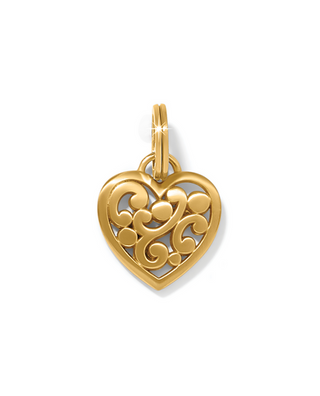 Brighton JC7385 Contempo Heart Charm in gold with intricate filigree design