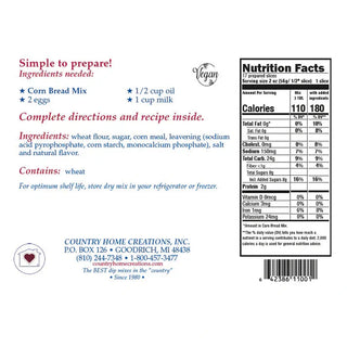 Country Home Creations Snacks Corn Bread Mix