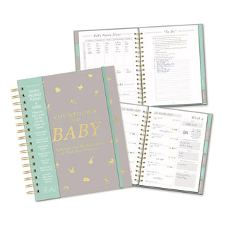 Studio Oh Countdown to Baby undated pregnancy planner and journal with open interior pages shown