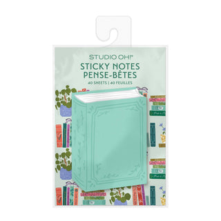 Studio Oh Cozy Reads sticky notes shaped like a teal book with 40 sheets