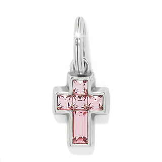 Brighton Crystal Cross Charm silver-plated with light rose European crystals