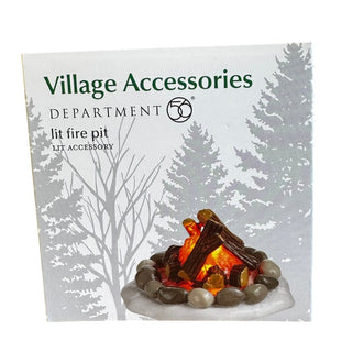 Department 56 Village Accessories lit fire pit with glowing logs and stone ring