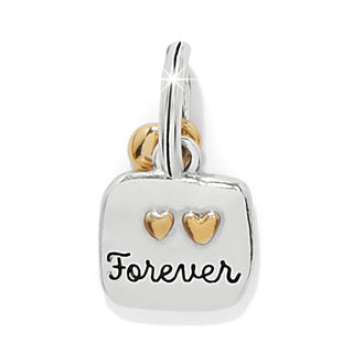 Brighton Dad Charm silver gold two-tone square with raised hearts and Forever engraving
