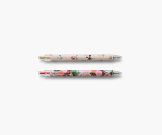 Rifle Paper Co. Dahlia Set of 2 floral gel pens on white background, top view