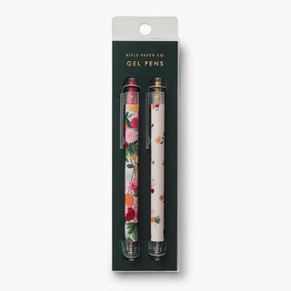 Rifle Paper Co. Dahlia Set of 2 floral gel pens in retail packaging on white background