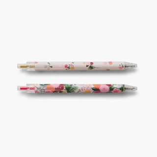 Rifle Paper Co. Dahlia Set of 2 gel pens with floral botanical patterns on white background