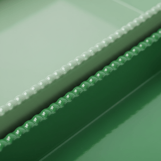 Decorative Hobnail Edge Green Trays close-up showing hobnail edge texture and green finish