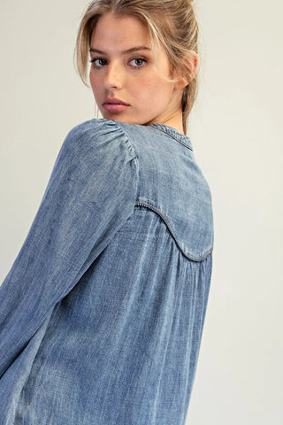 Denim Long Sleeve Mini Dress