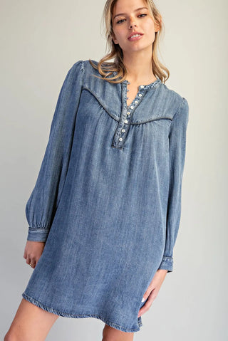 Denim Long Sleeve Mini Dress