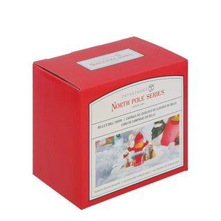 Department 56 North Pole Series Belle's Bell Choir packaging box with figurine inset showing harp seals and Belle