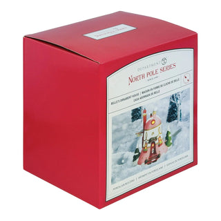 Department 56 Belle's Ornament House North Pole Series box with porcelain building label and snowy scene