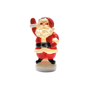 Department 56 blow mold Santa Claus figurine waving hand on white snow base