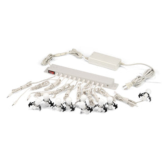 Department 56 village lighting system with power strip, adapter, and twelve plug-in LED bulbs with clips