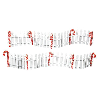 Department 56 white picket fence Christmas decoration with red and white candy canes