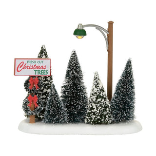 Department 56 Lit Christmas Tree Lot miniature village accessory with trees and lamp post